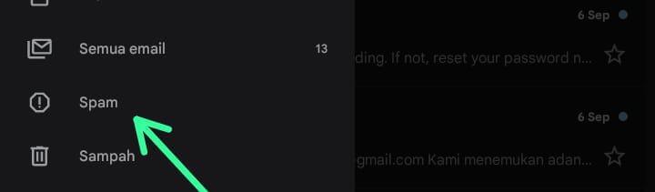 3. Pilih folder “Spam” — email verifikasi sering masuk sini, bukan Inbox utama.